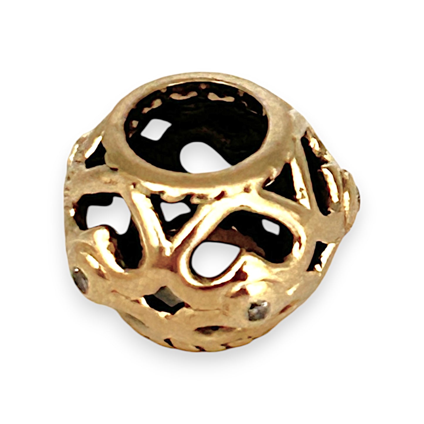 14K Gold Pandora Heart Spacer Charm with diamond. R # 825