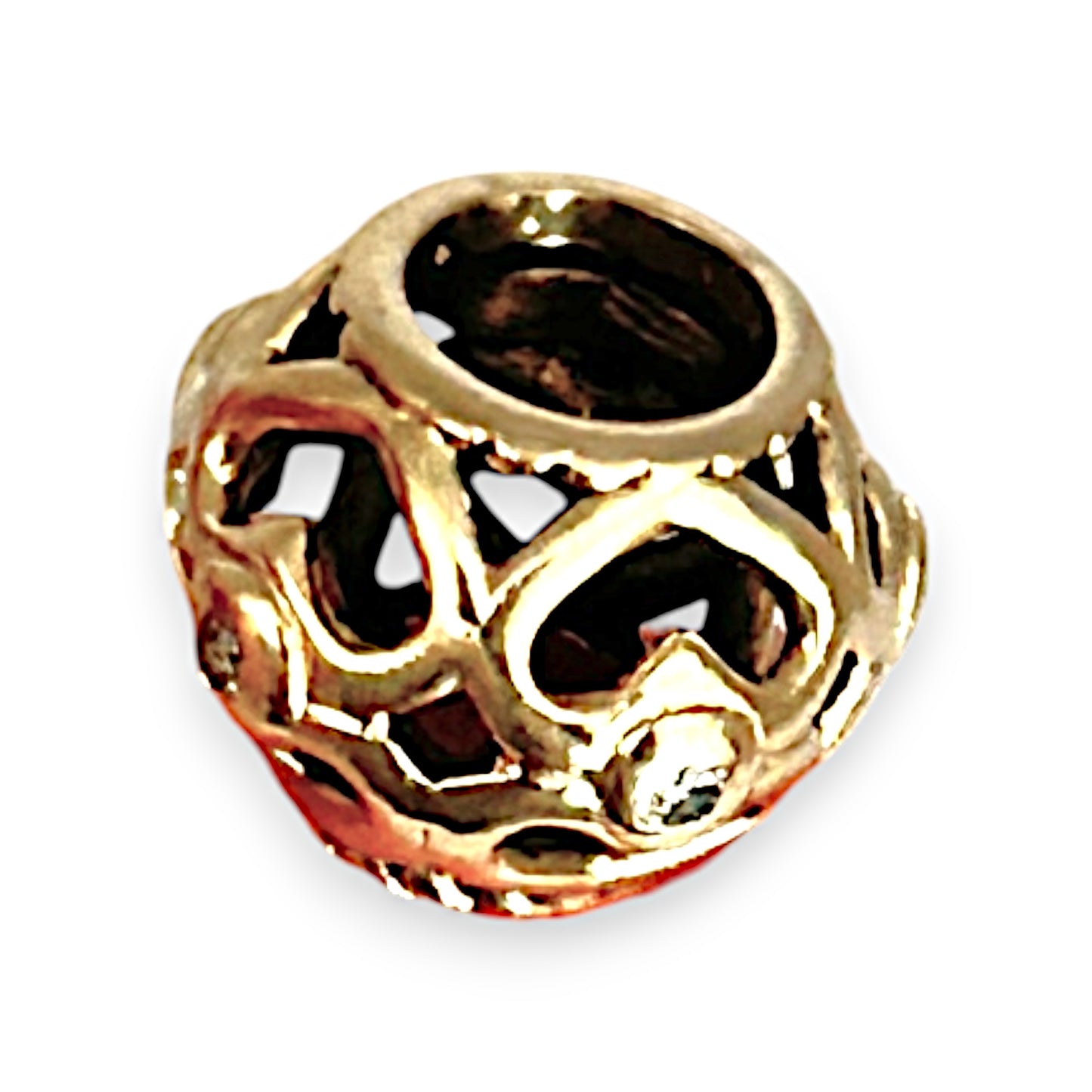 14K Gold Pandora Heart Spacer Charm with diamond. R # 825