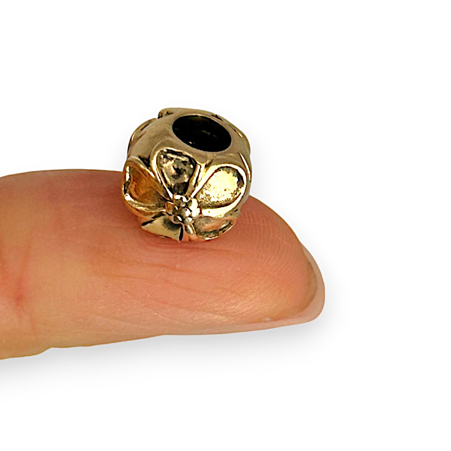 GOLD DEAL | 14K Gold Pandora Floral Studded Clip Charm