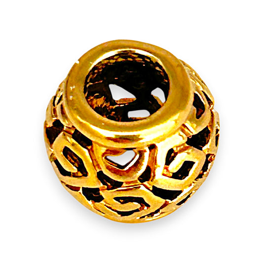 GOLD DEAL | 14K Gold Pandora Filigree Spherical Space Charm