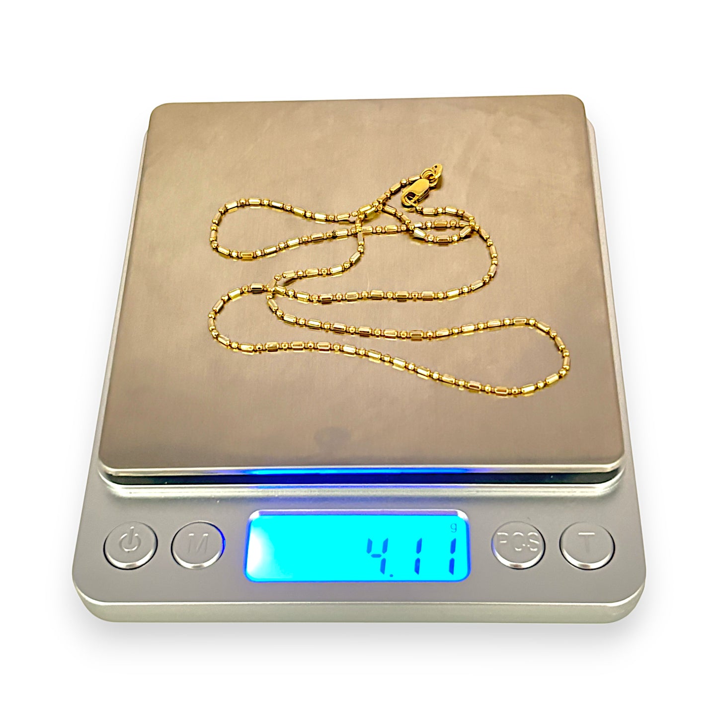 GOLD DEAL | 18ct (18K) Gold Pallini Bead Dot Dash Ball Chain Length 45cm