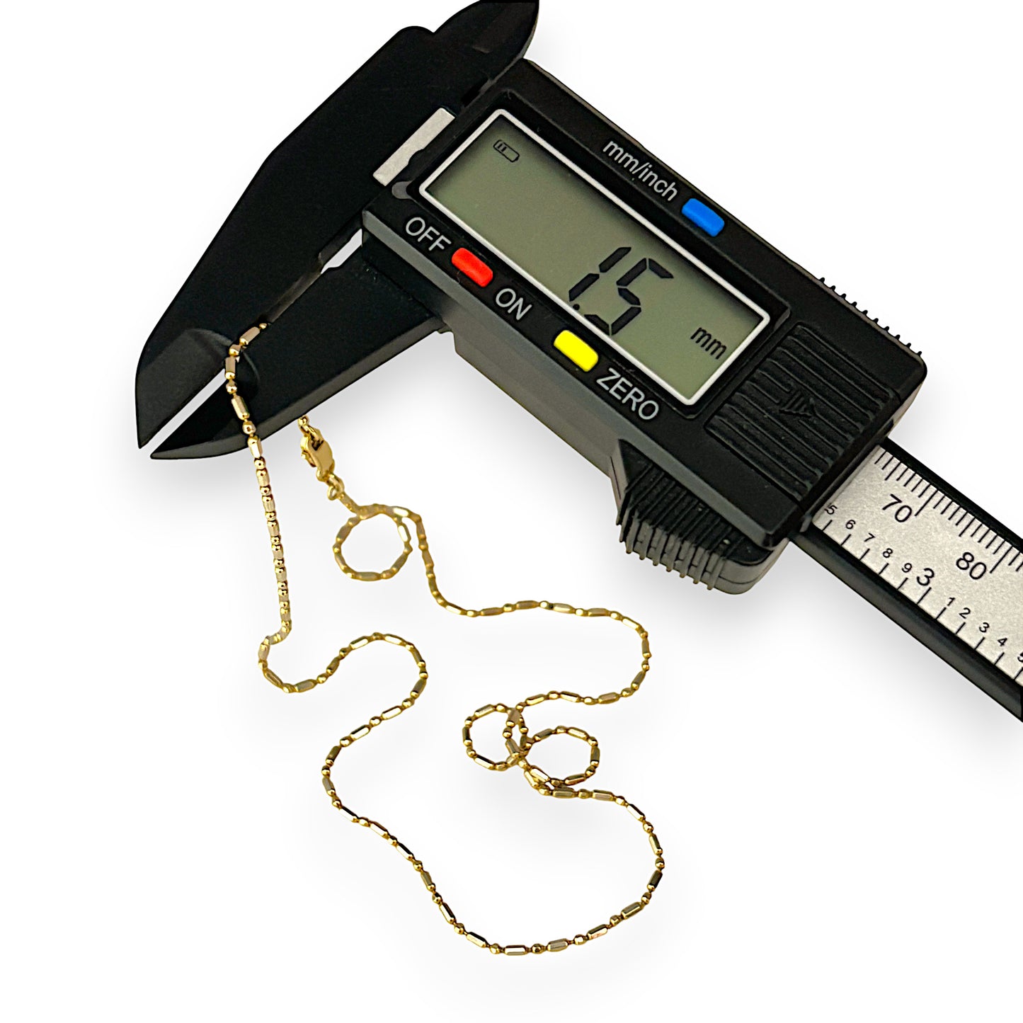 GOLD DEAL | 18ct (18K) Gold Pallini Bead Dot Dash Ball Chain Length 45cm