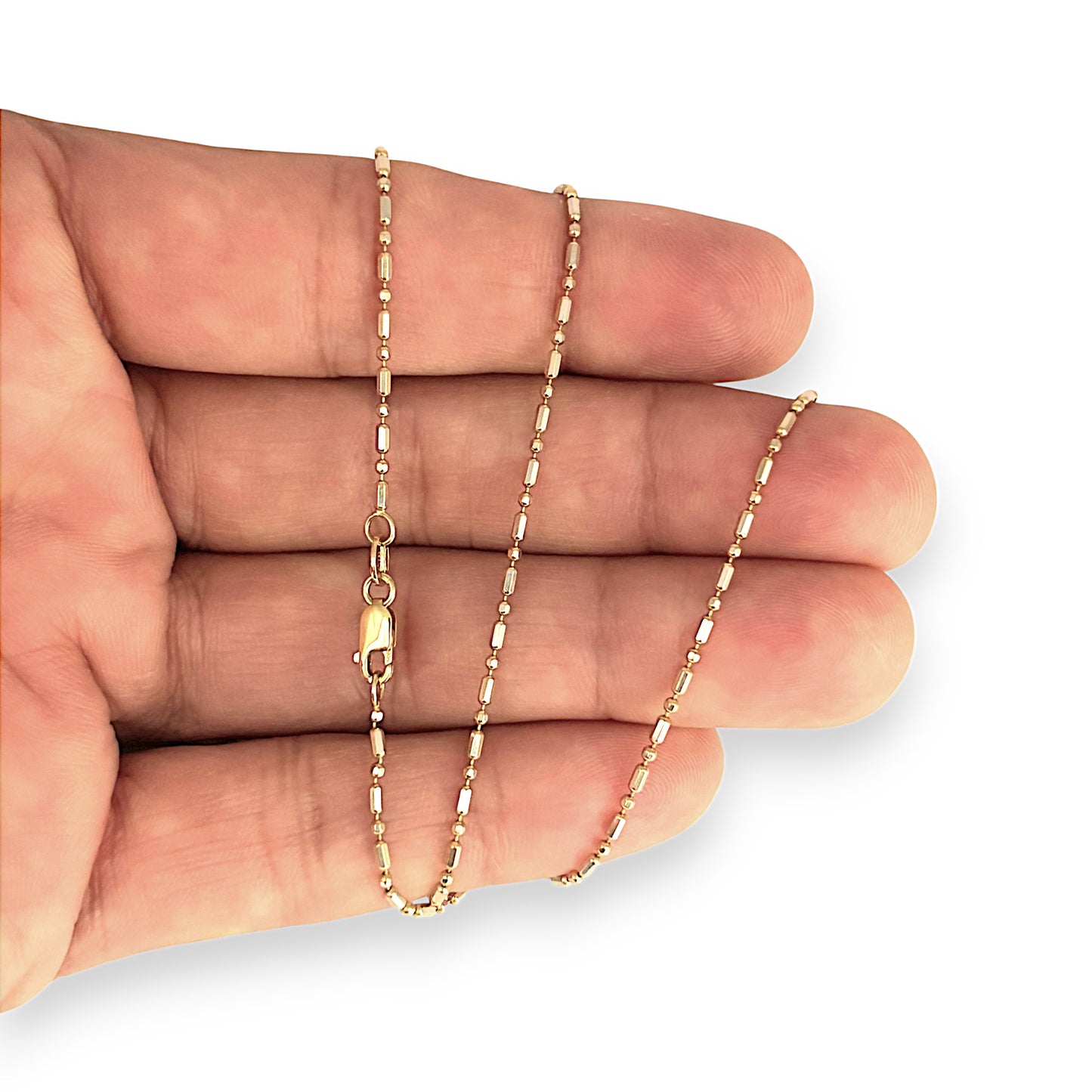 GOLD DEAL | 18ct (18K) Gold Pallini Bead Dot Dash Ball Chain Length 45cm