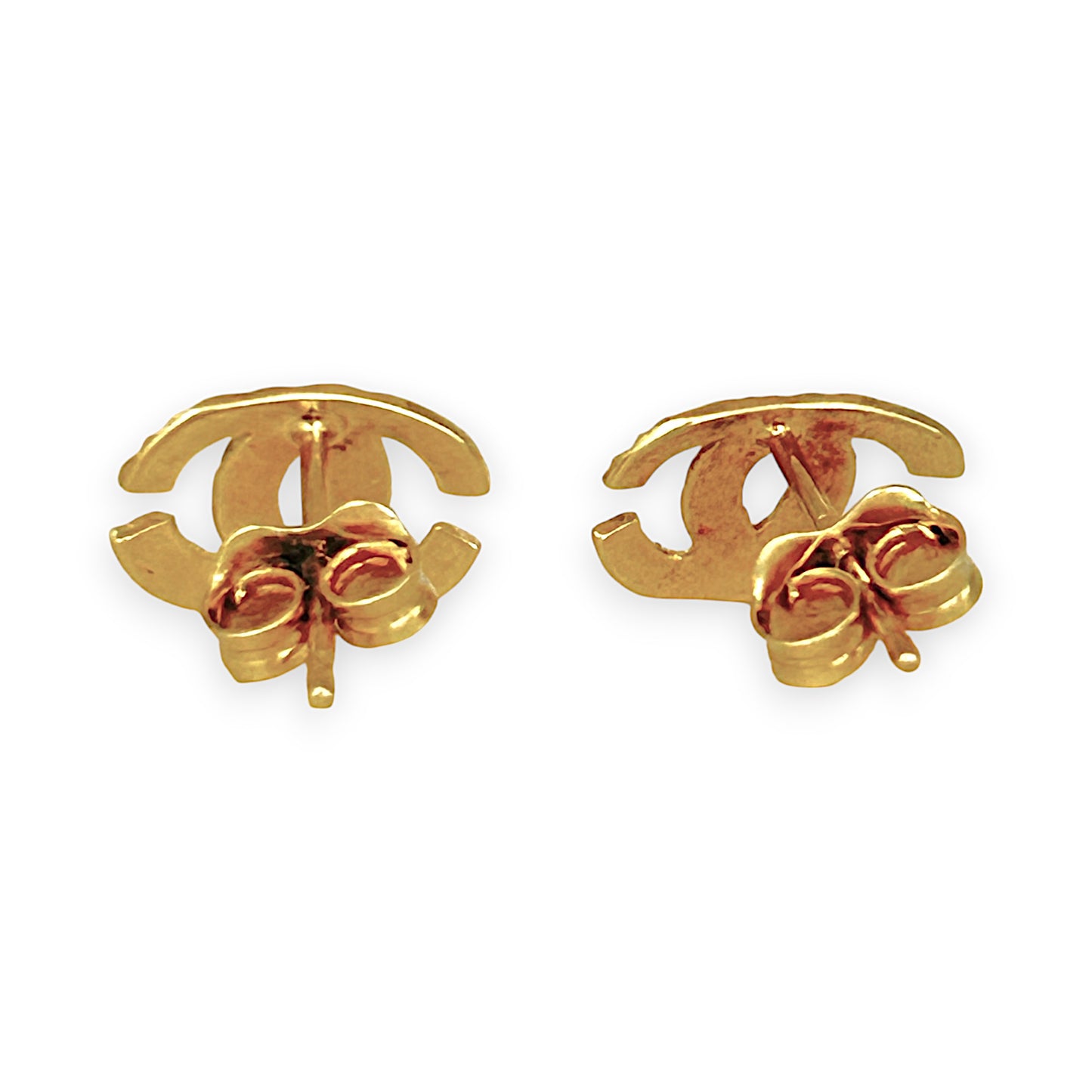 GOLD DEAL | 18ct (18K) Gold Y/W Two-Tone CC Stud Earrings