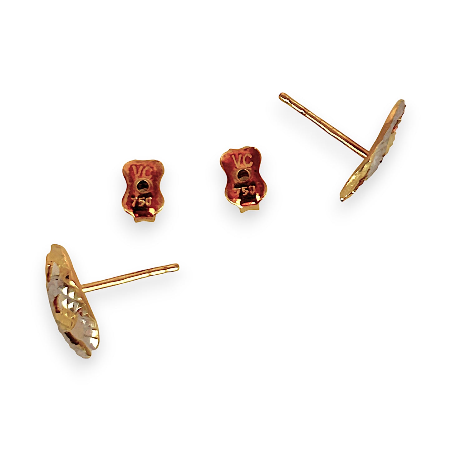 GOLD DEAL | 18ct (18K) Gold Y/W Two-Tone CC Stud Earrings