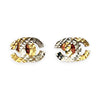 GOLD DEAL | 18ct (18K) Gold Y/W Two-Tone CC Stud Earrings