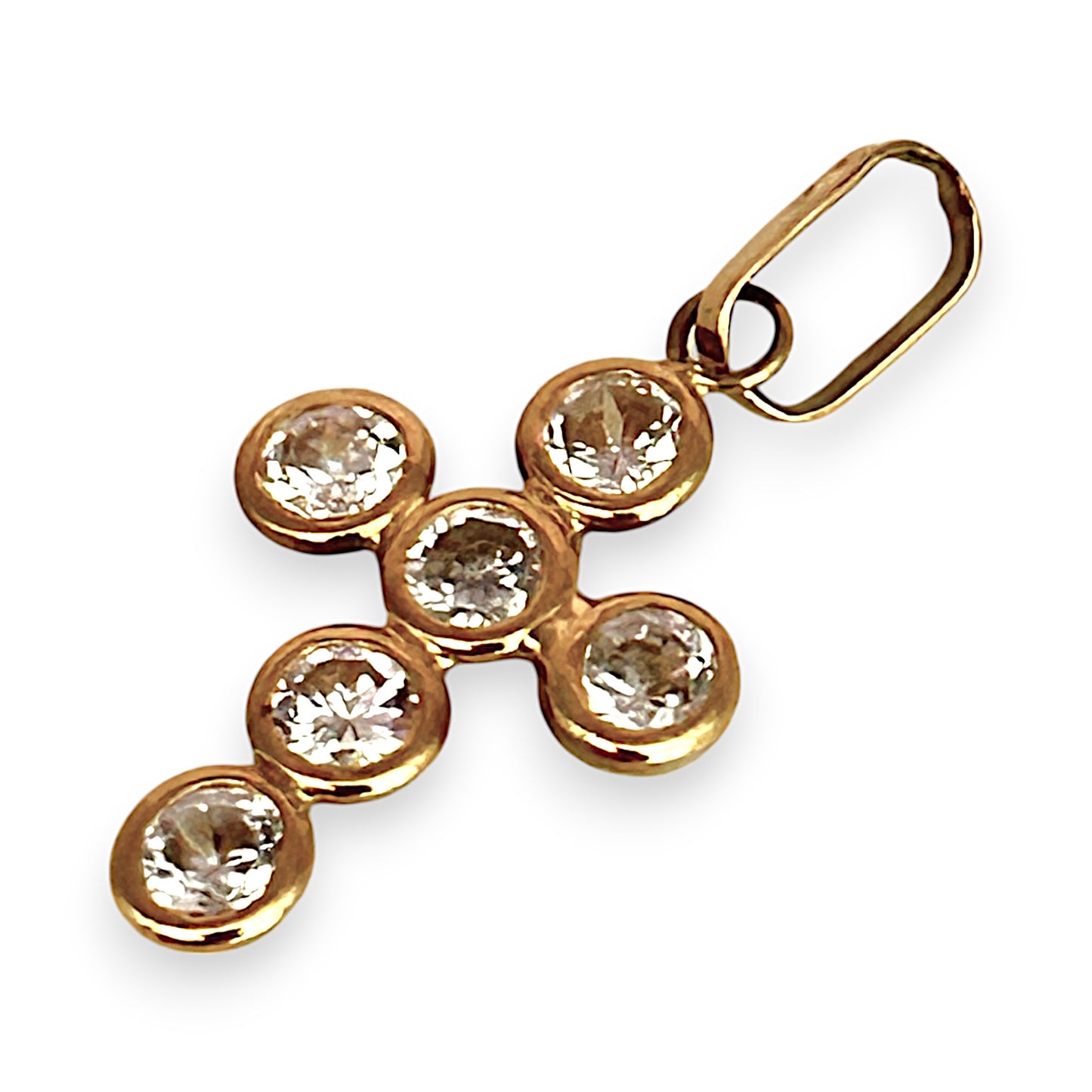 GOLD DEAL | 18ct (18K) Gold Cross Pendant with Cubic Zirconia (CZ)