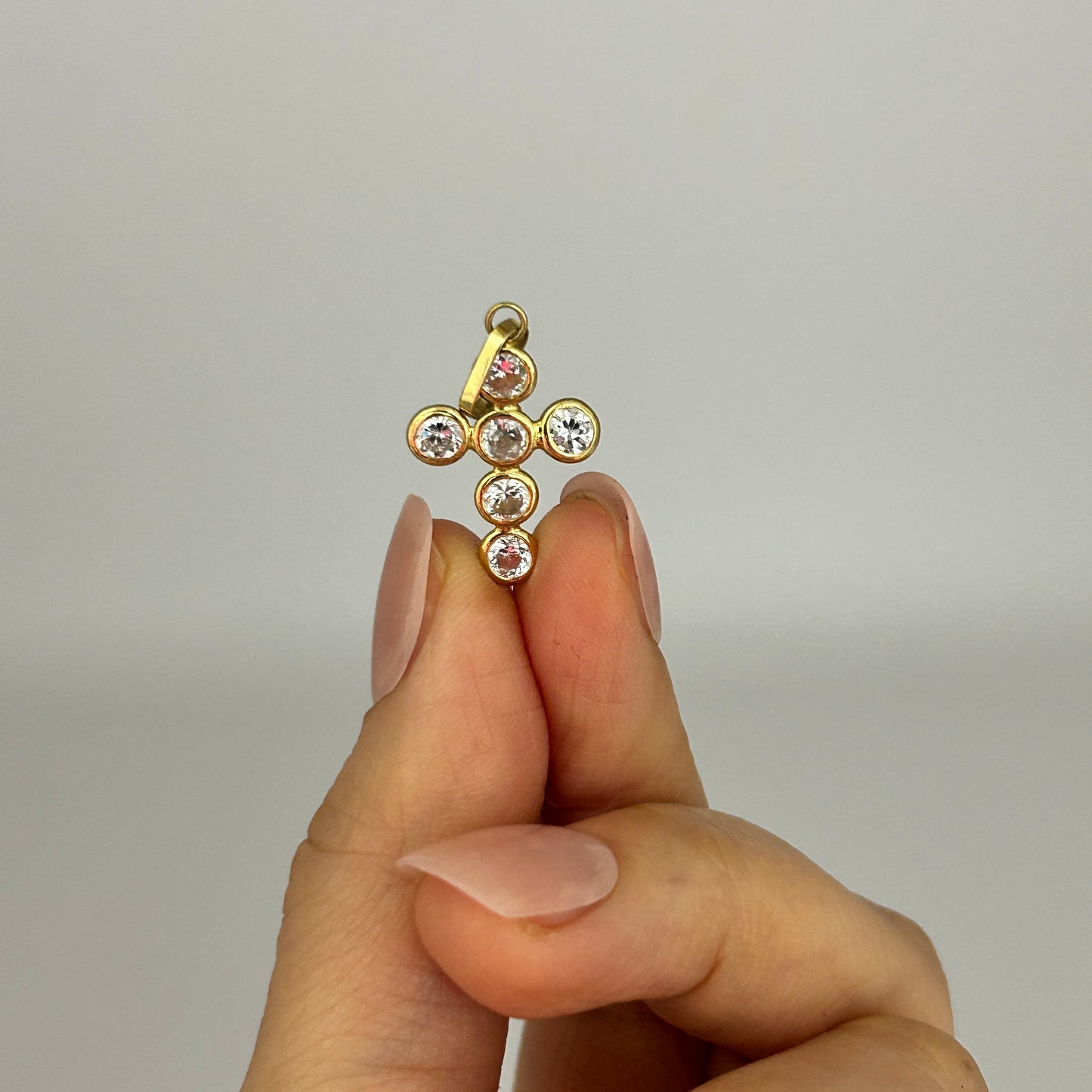 GOLD DEAL | 18ct (18K) Gold Cross Pendant with Cubic Zirconia (CZ)