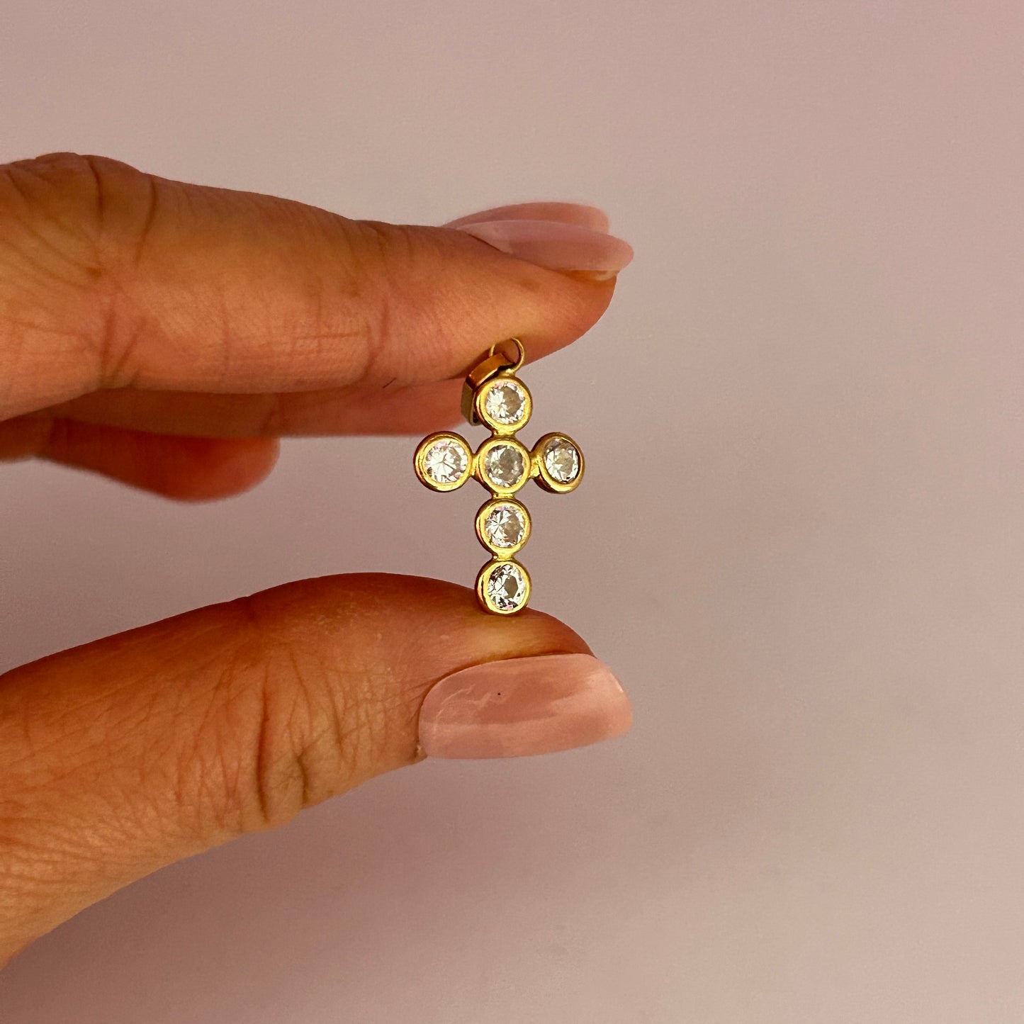 GOLD DEAL | 18ct (18K) Gold Cross Pendant with Cubic Zirconia (CZ)
