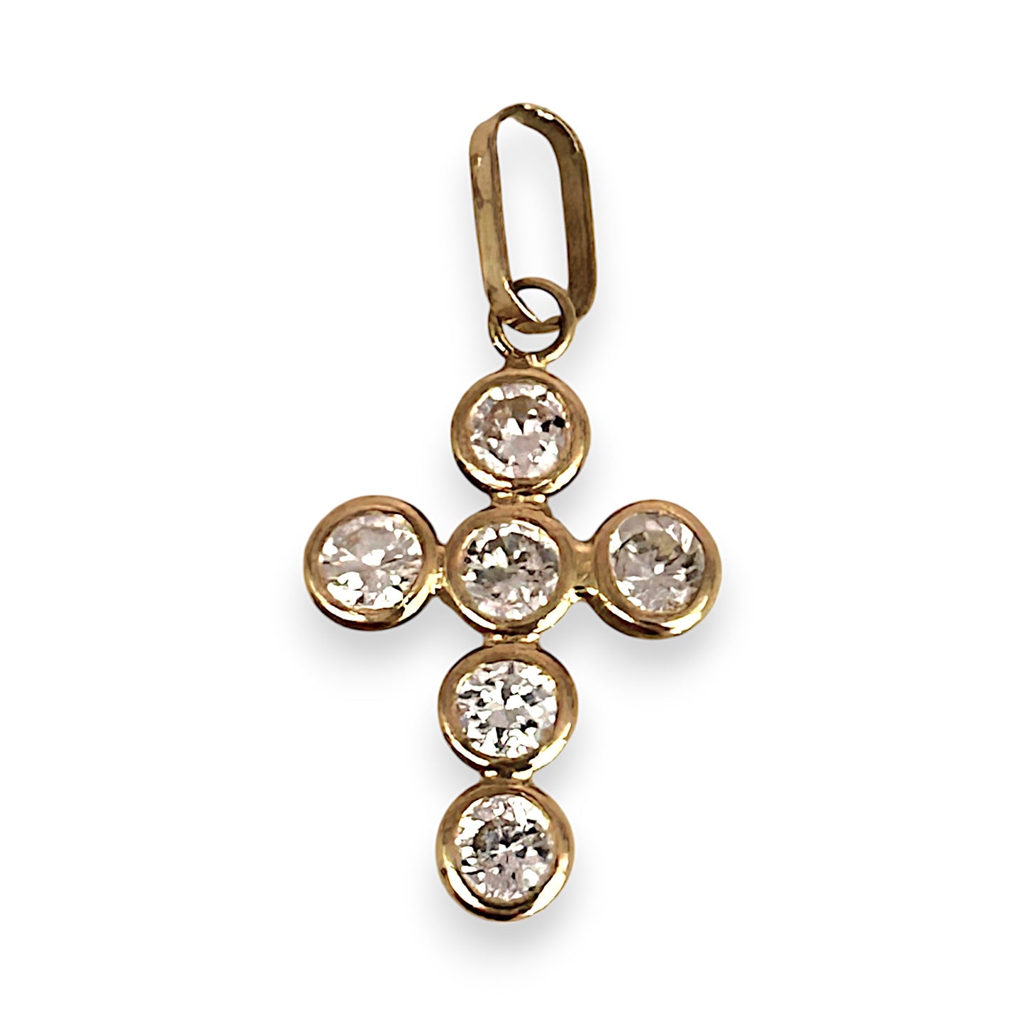 GOLD DEAL | 18ct (18K) Gold Cross Pendant with Cubic Zirconia (CZ)