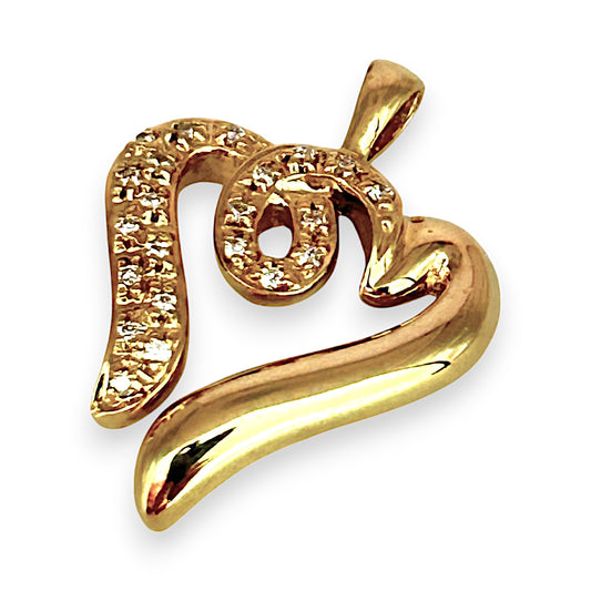 XMAS DEAL | 18kt Gold Round Cut Heart Pendant with Diamond