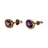 GOLD DEAL | 9K Gold Amethyst Rub-over Oval Stud Earrings