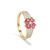 GOLD DEAL | 9K Gold Gemporia Montepuez Padparadscha Sapphire Ring, White Zircon 1ct Refurbished
