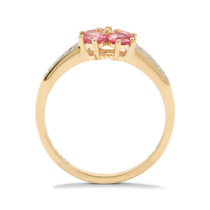 GOLD DEAL | 9K Gold Gemporia Montepuez Padparadscha Sapphire Ring, White Zircon 1ct Refurbished