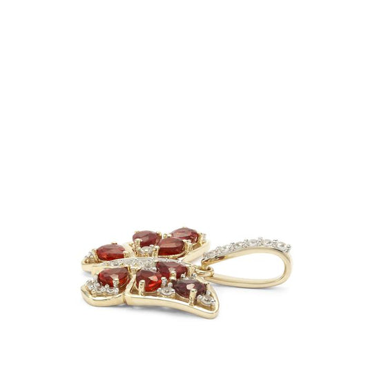 GOLD DEAL | 9ct (9K) Gold Gemporia Red Sapphire & White Zircon Thomas Rae Pendant 2cts