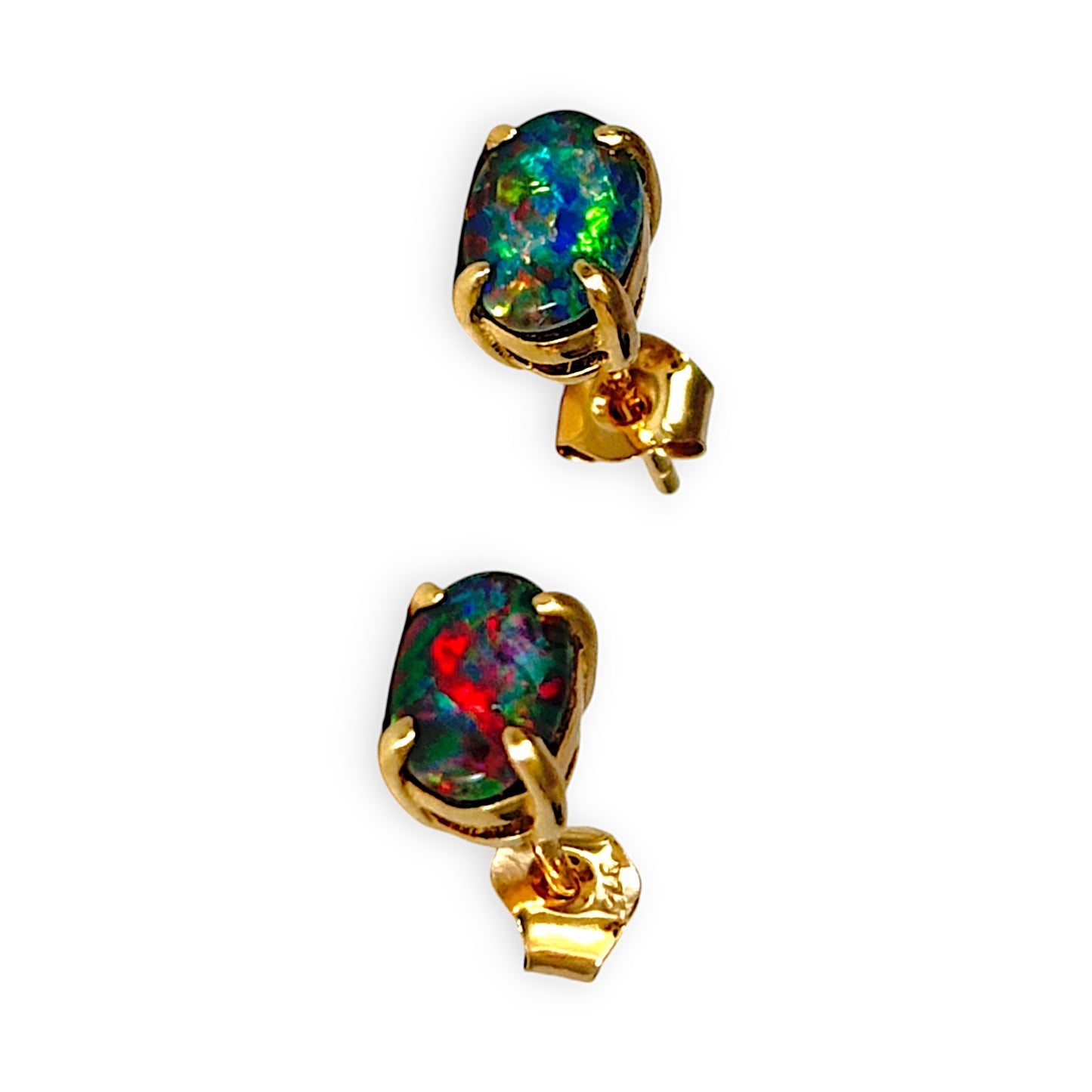 GOLD DEAL | 9K Gold Gemporia Queensland Opal 1.20ct Stud Earrings. R # 907