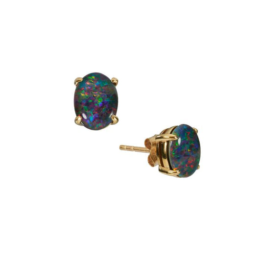 GOLD DEAL | 9K Gold Gemporia Queensland Opal 1.20ct Stud Earrings. R # 907