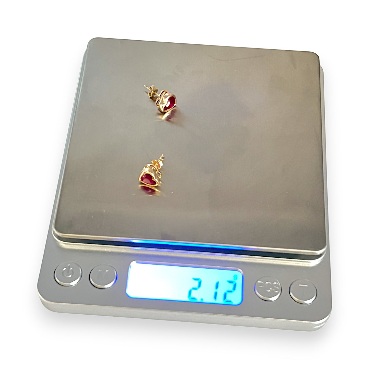 9K Gold Gemporia Bemainty Ruby Heart Stud Earrings. R # 909