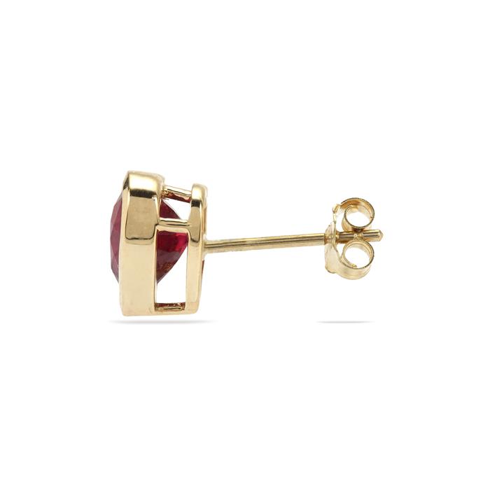 9K Gold Gemporia Bemainty Ruby Heart Stud Earrings. R # 909