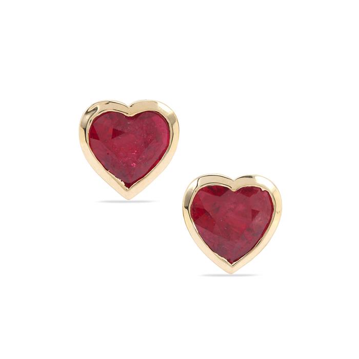 9K Gold Gemporia Bemainty Ruby Heart Stud Earrings. R # 909