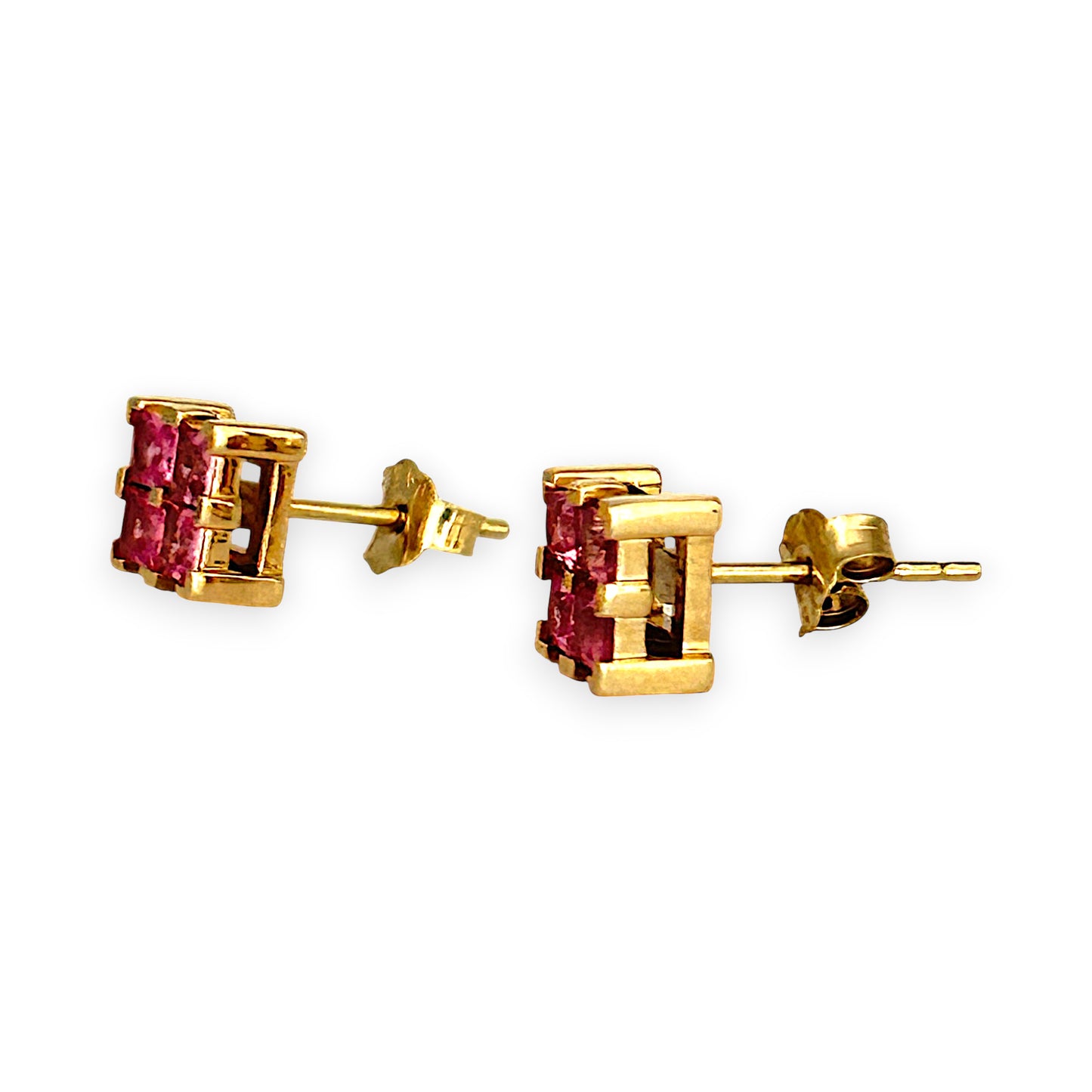 GOLD DEAL | 9ct (9K) Gold Refurbished Rosé Éclat Stud Earrings with Pink Sapphire