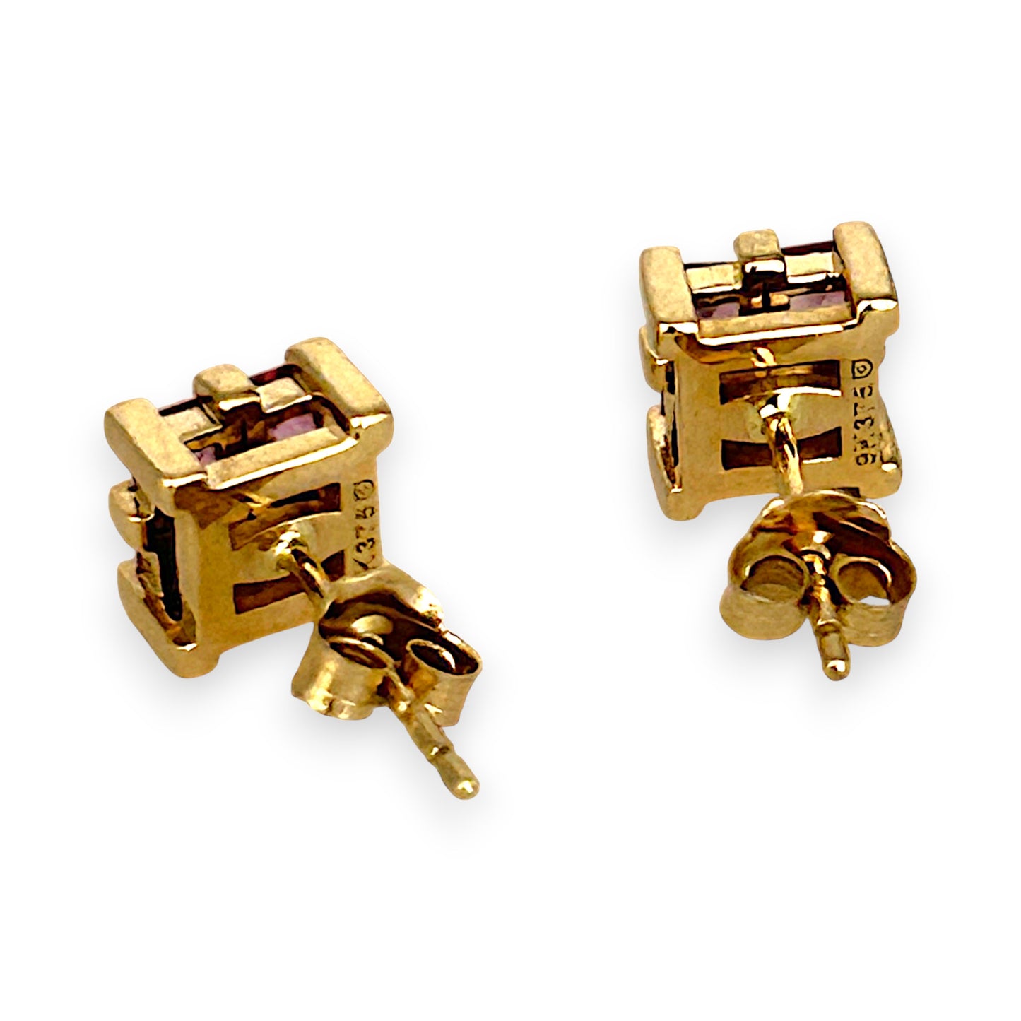 GOLD DEAL | 9ct (9K) Gold Refurbished Rosé Éclat Stud Earrings with Pink Sapphire