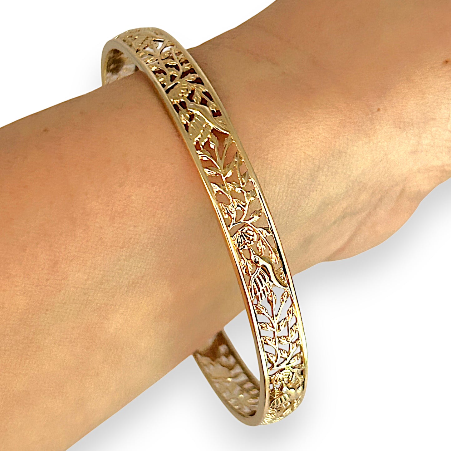 GOLD DEAL | 9K Gold Whispers of Nature Filigree Bangle
