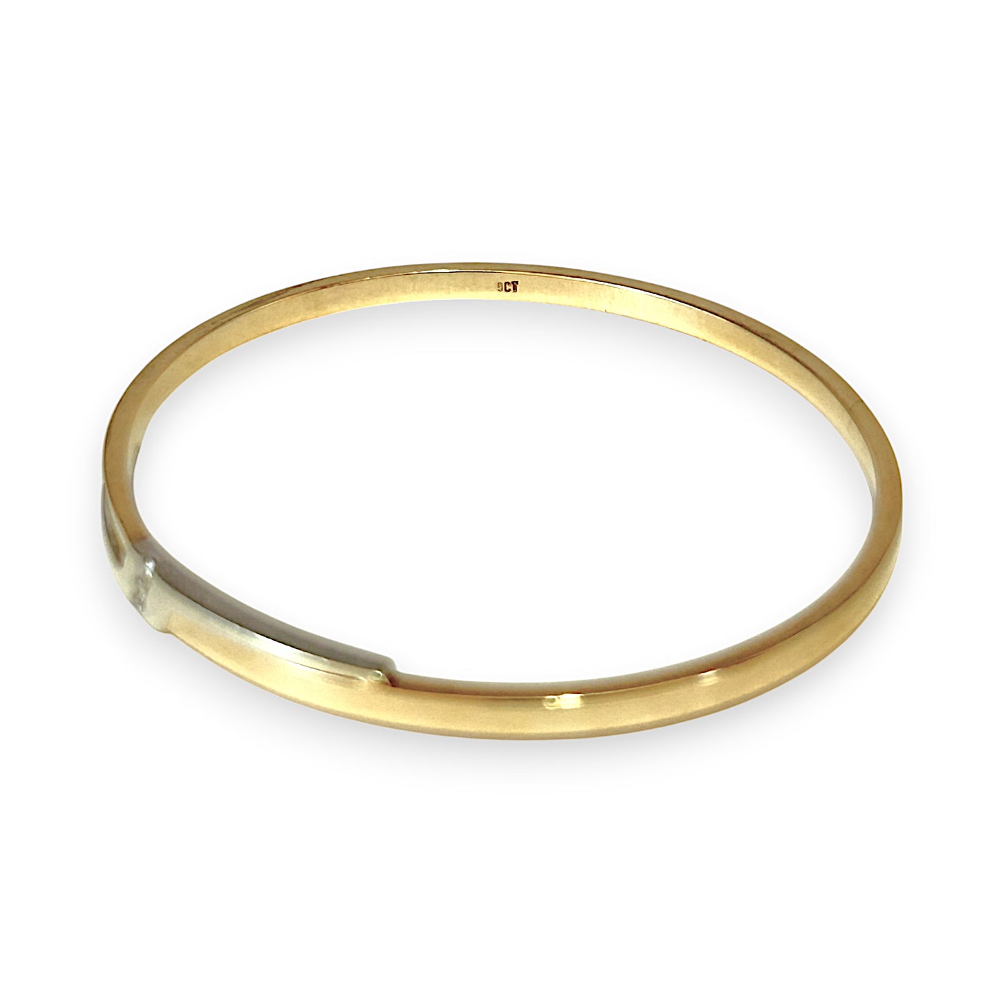 GOLD DEAL | FLASH SALE 9ct Y/W Gold Stylish Oval Bangle Triple Diamonds Valuation $3,700