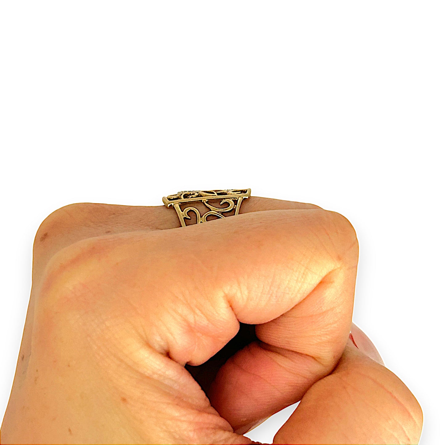 GOLD DEAL | 9ct (9K) Gold Ornate Filigree Statement Ring Size O