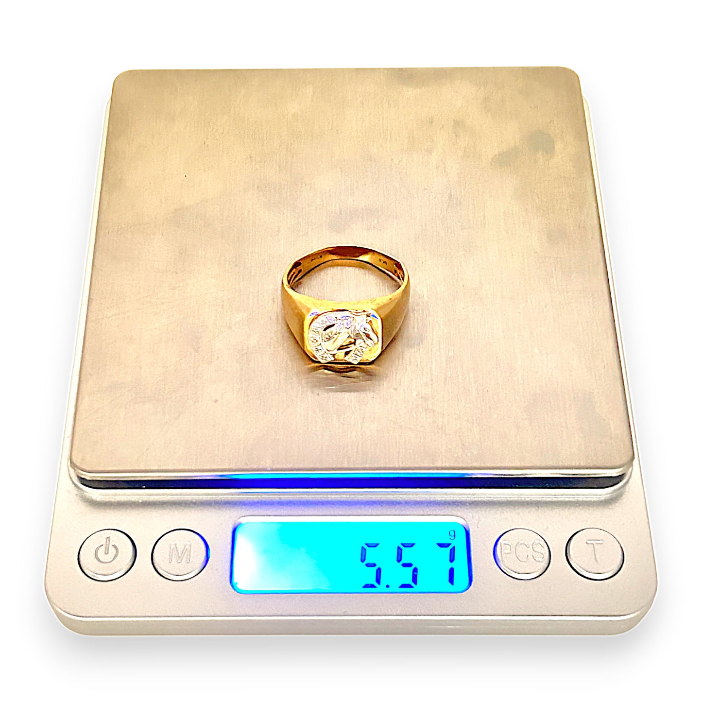 GOLD DEAL | FLASH SALE 9ct (9K) Y/W Two Tone Gold Stallion Crest Ring Size X