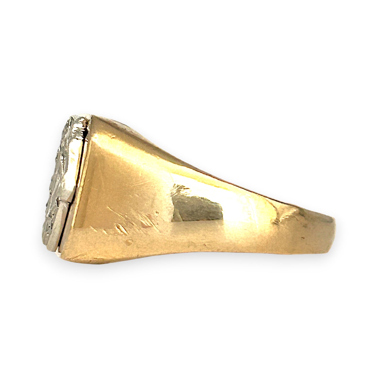 GOLD DEAL | FLASH SALE 9ct (9K) Y/W Two Tone Gold Stallion Crest Ring Size X