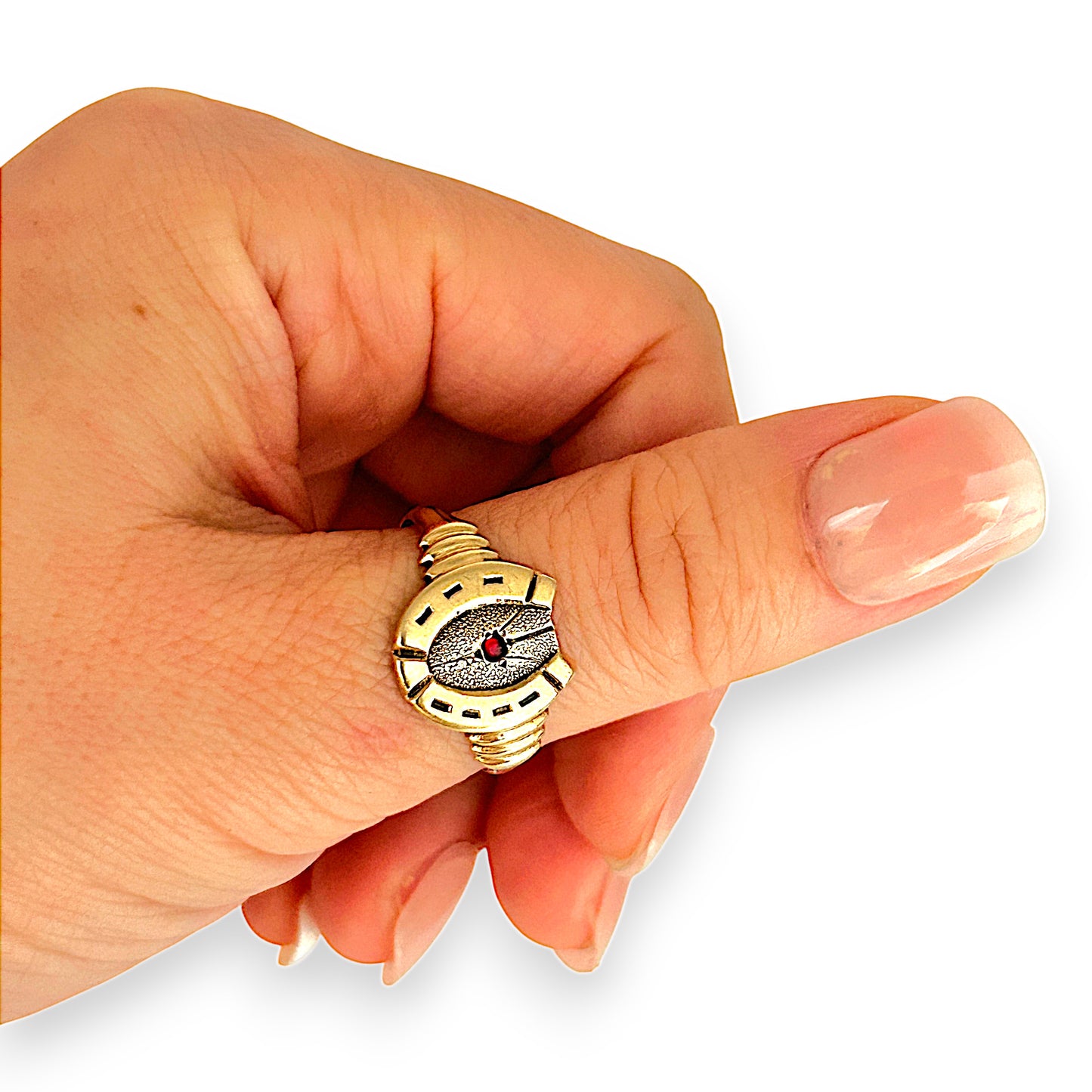 GOLD DEAL | FLASH SALE 9ct (9K) Gold Lucky Luxe Horseshoe Ring Size Q1/2