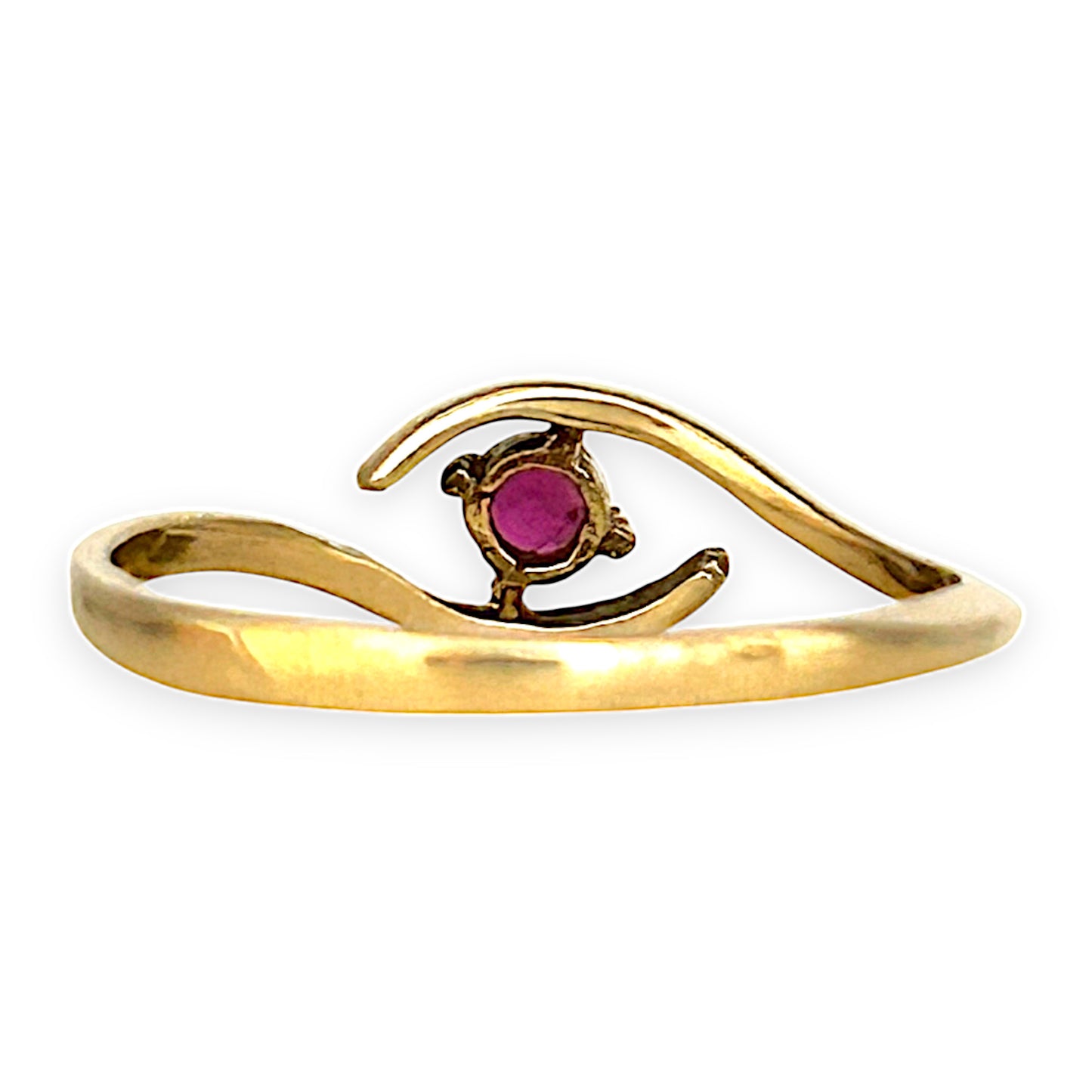 GOLD DEAL | 9ct (9K) old Elegant Ruby Wave Ring Size K