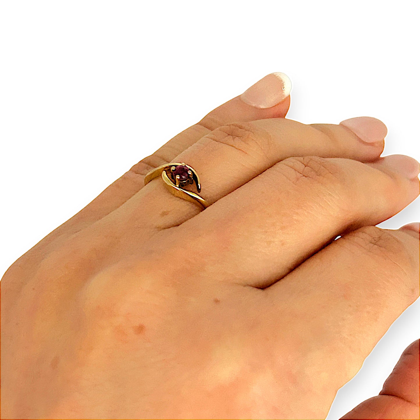GOLD DEAL | 9ct (9K) old Elegant Ruby Wave Ring Size K
