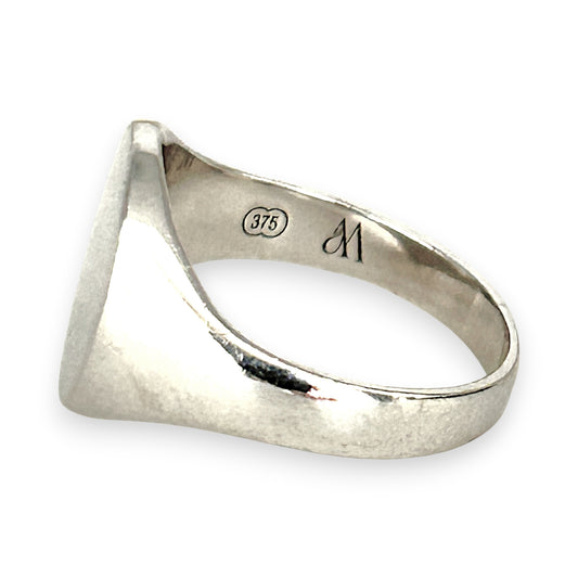 GOLD DEAL | 9ct (9K) White Gold Minimalist Signet Ring Size M
