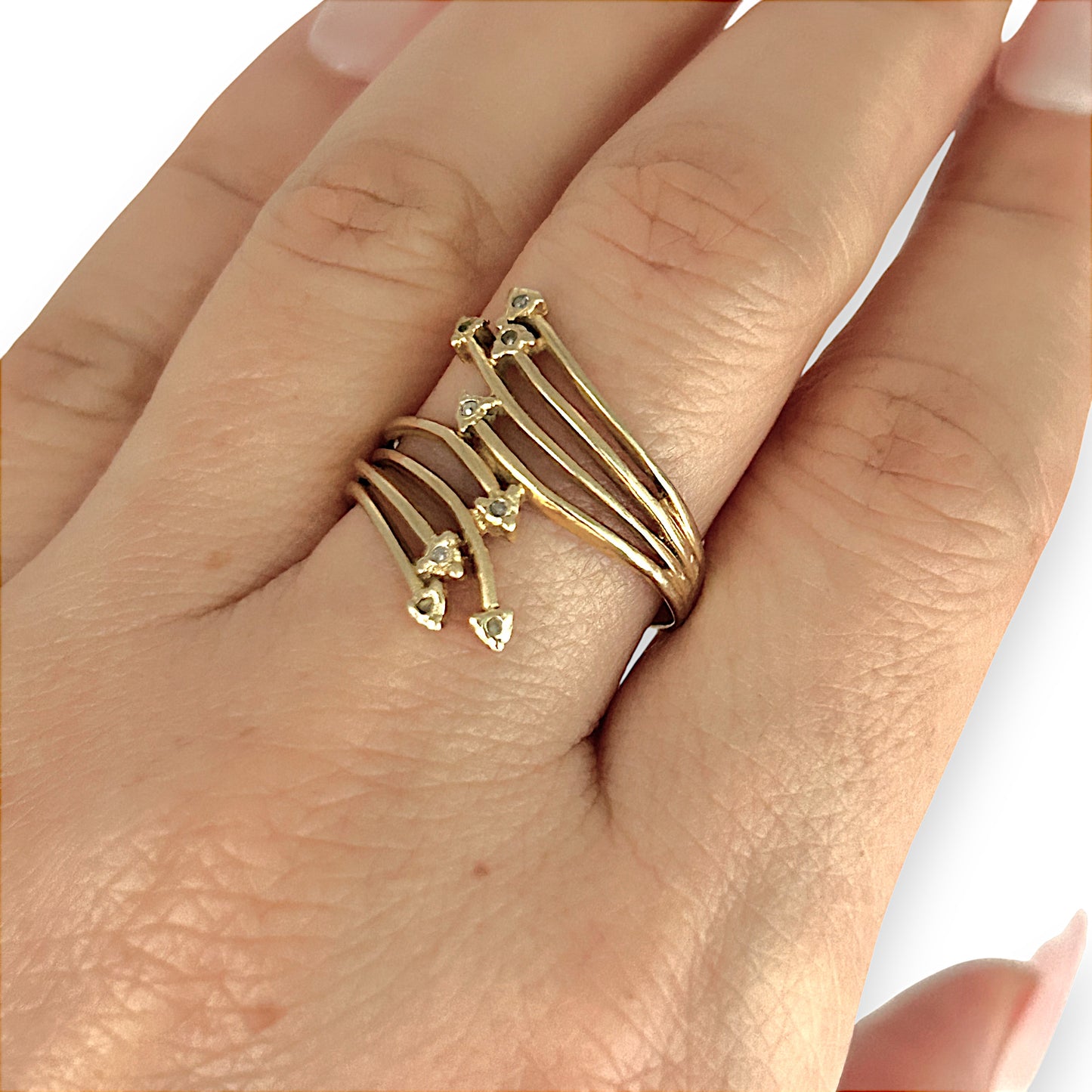 GOLD DEAL | FLASH SALE 9ct (9K) Gold Cascade Elegance Ring with Diamond Accent Size Q