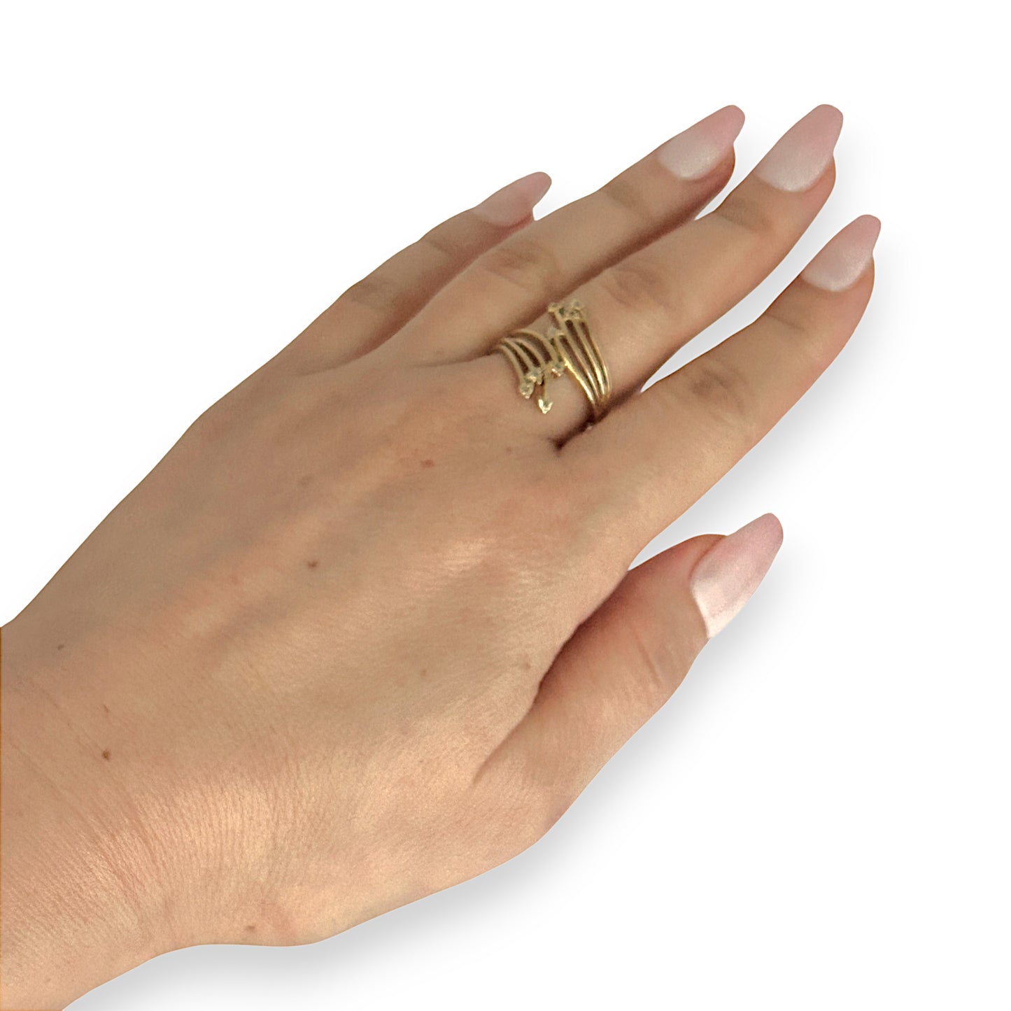 GOLD DEAL | FLASH SALE 9ct (9K) Gold Cascade Elegance Ring with Diamond Accent Size Q