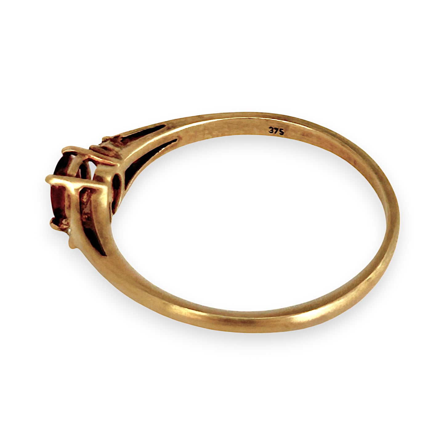 GOLD DEAL | 9ct (9K) Gold Timeless Ruby & Diamond Trio Ring Size N 1/2