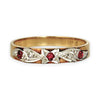 GOLD DEAL | 9ct (9K) Y/W Gold Trio Ruby Vintage Ring with Diamonds Size O