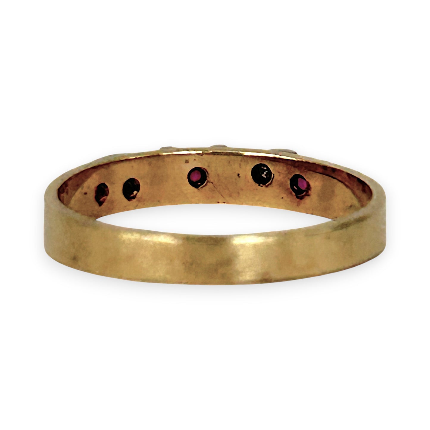 GOLD DEAL | 9ct (9K) Y/W Gold Trio Ruby Vintage Ring with Diamonds Size O