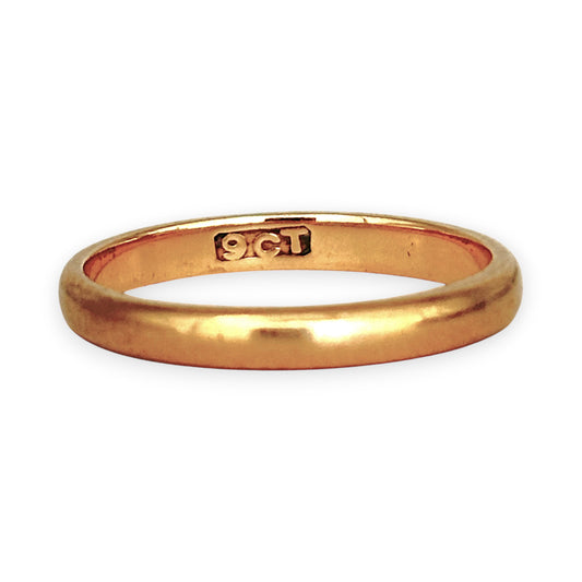 GOLD DEAL | 9ct (9K) Gold 2.9mm Minimalist Slim Plain Band Ring Size P
