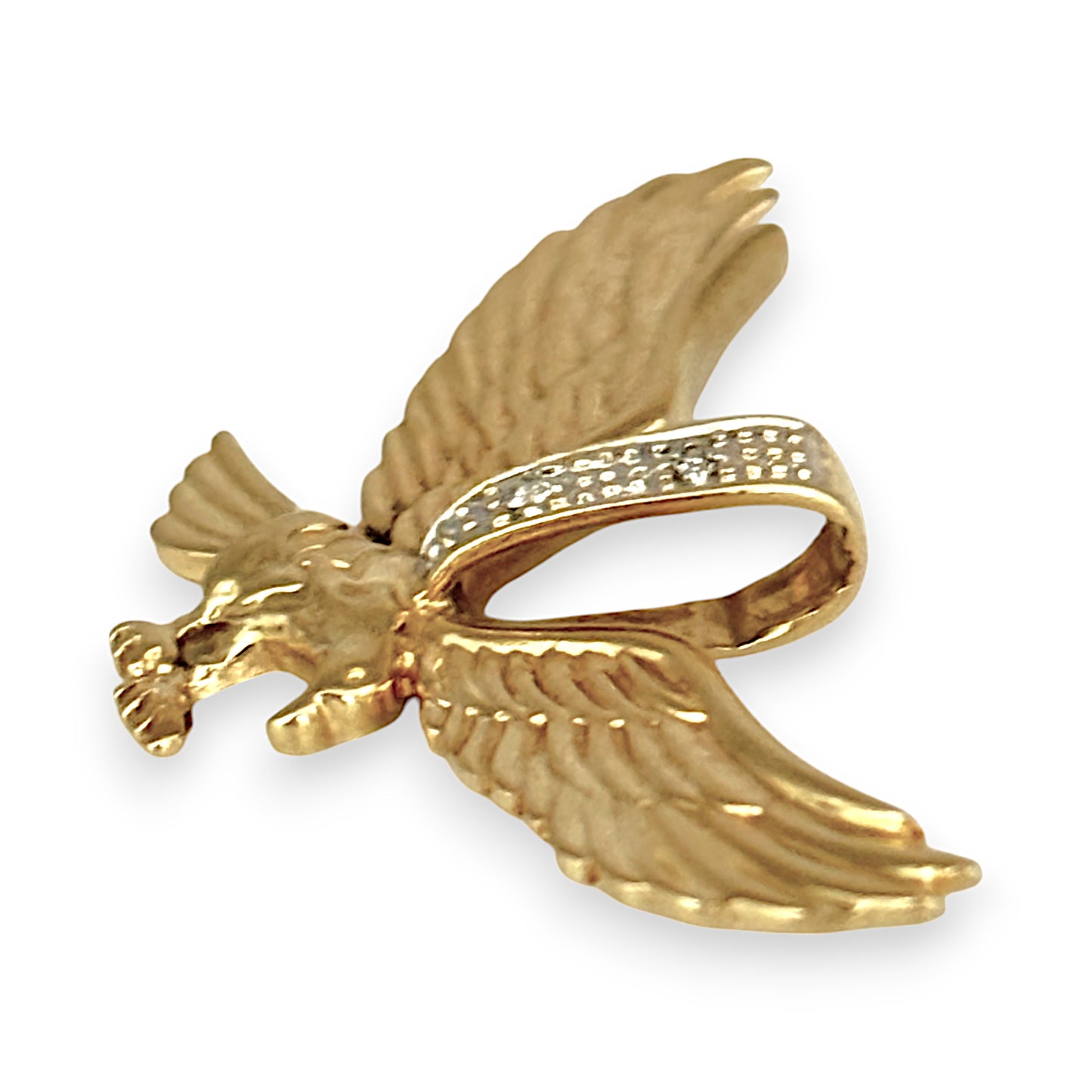 GOLD DEAL | 9ct Gold Eagle Pendant with a pair of Diamonds