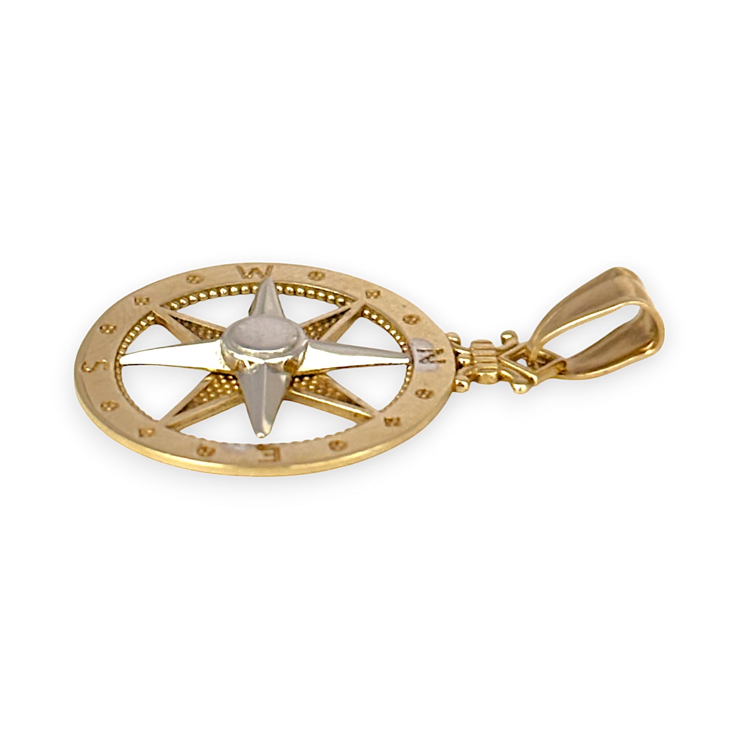 GOLD DEAL | 9ct Y/W Gold Two Tone Compass Pendant