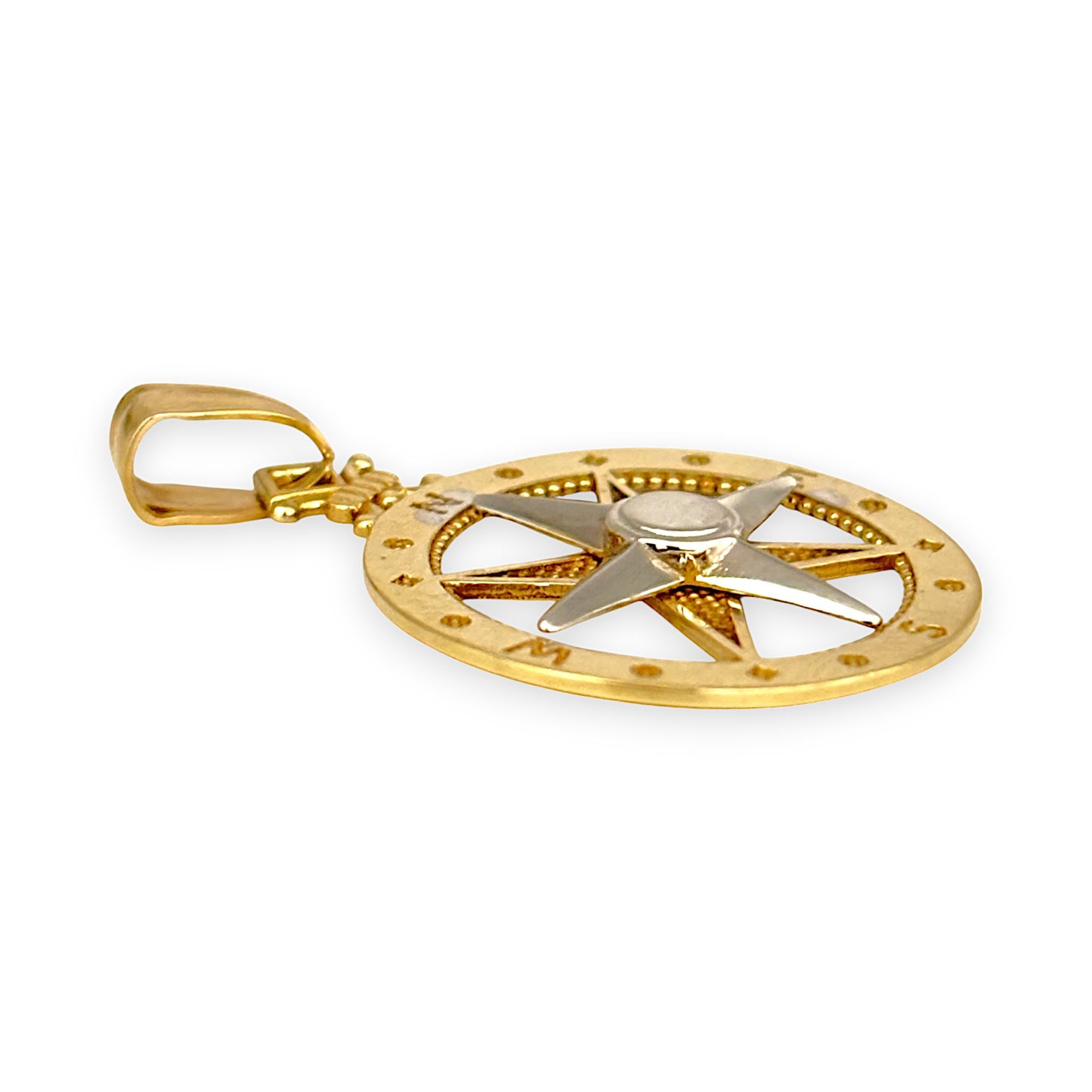 GOLD DEAL | 9ct Y/W Gold Two Tone Compass Pendant