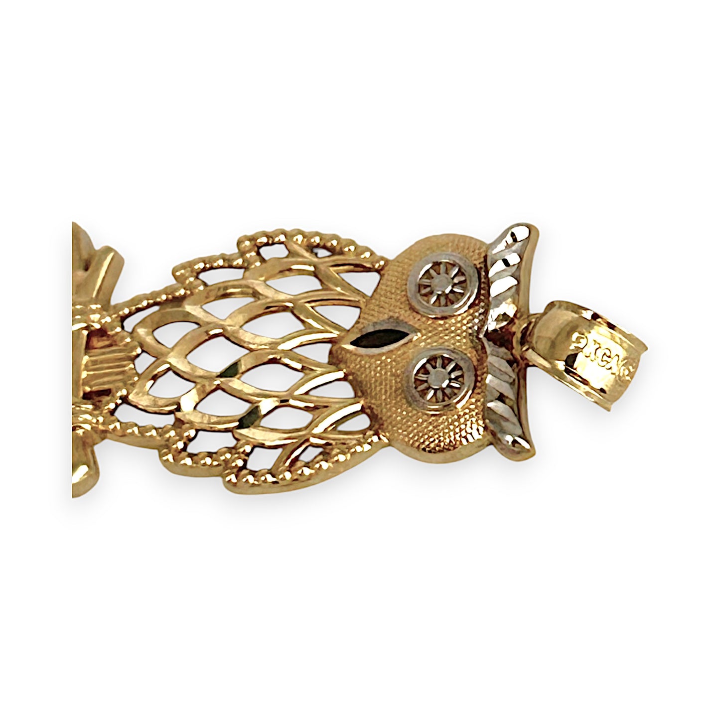 GOLD DEAL | 9ct (9K) Y/W Gold Two Tone Luna Owl Pendant