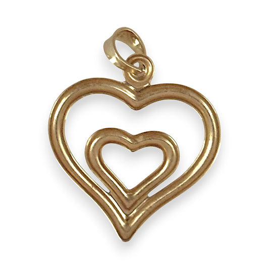 9ct Y/W Gold Two Tone Duo Heart Pendant. R # 970
