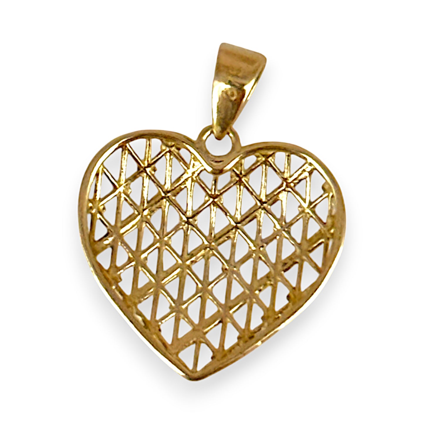 GOLD DEAL | 9ct Y/W Gold Two-Tone Net Heart Pendant