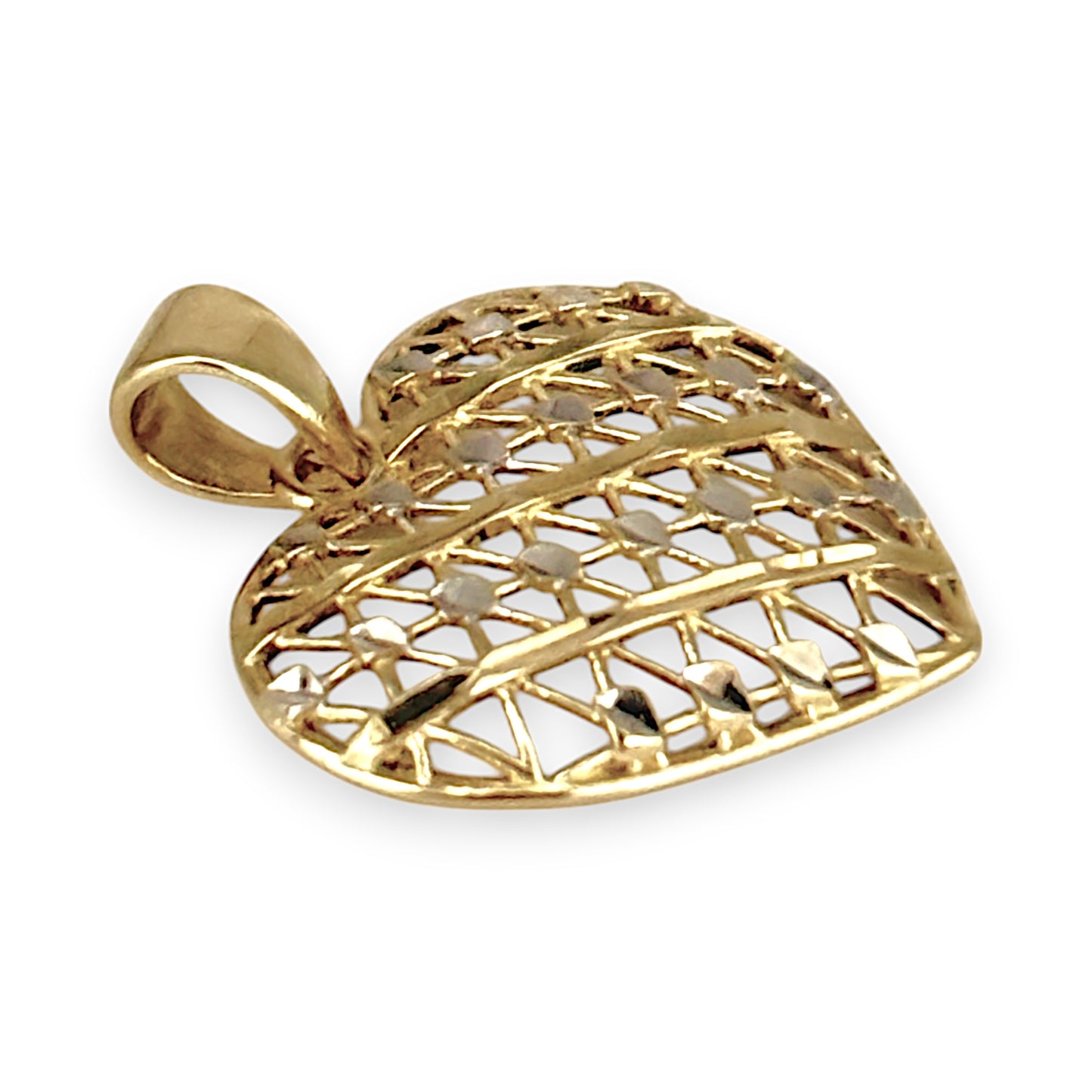 GOLD DEAL | 9ct Y/W Gold Two-Tone Net Heart Pendant