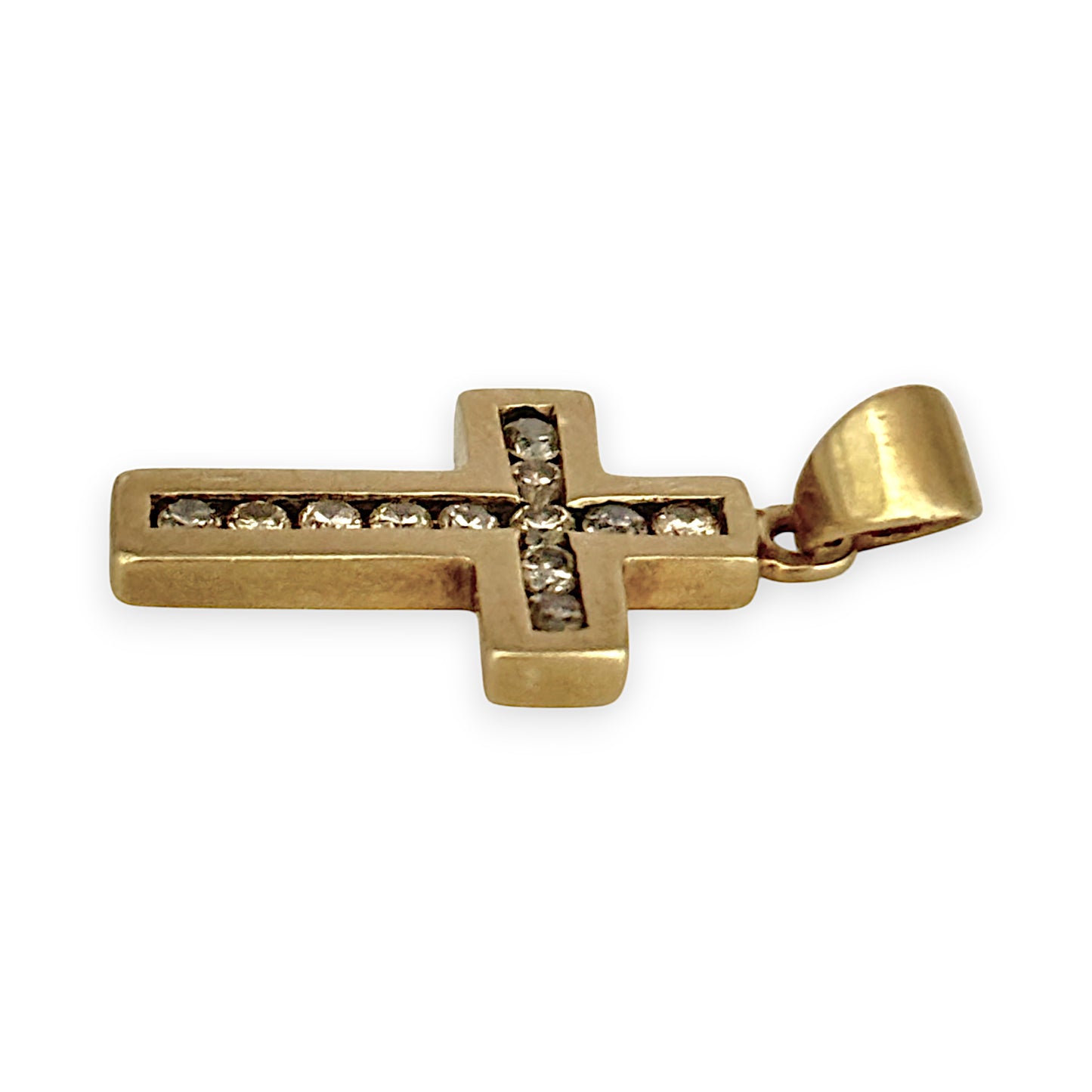 GOLD DEAL | 9ct Gold Cross Pendant Square Soft Edge with Diamonds