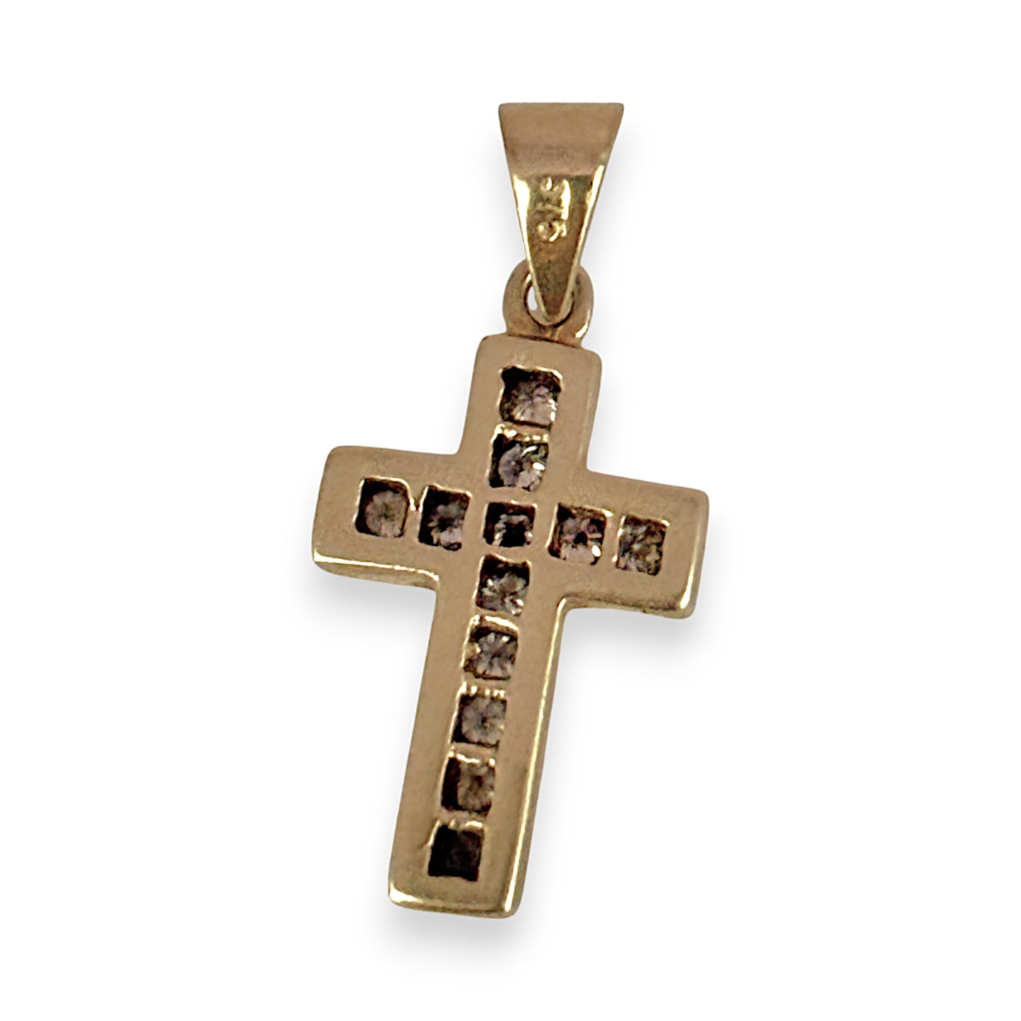 GOLD DEAL | 9ct Gold Cross Pendant Square Soft Edge with Diamonds